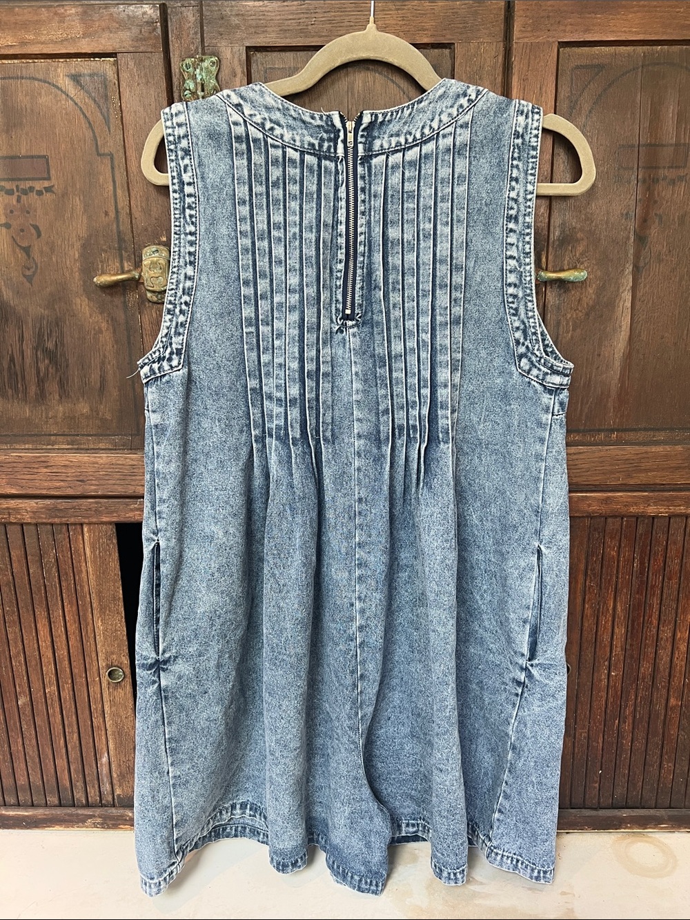 Denim Blue Sleeveless V-Neck Women's romper - Picture 3 of 5